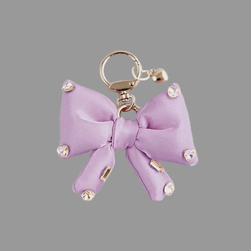Sparkling Rhinestone Pink Bow Keychain