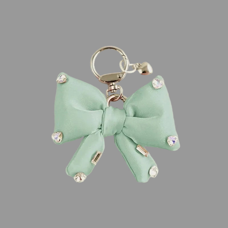 Sparkling Rhinestone Pink Bow Keychain